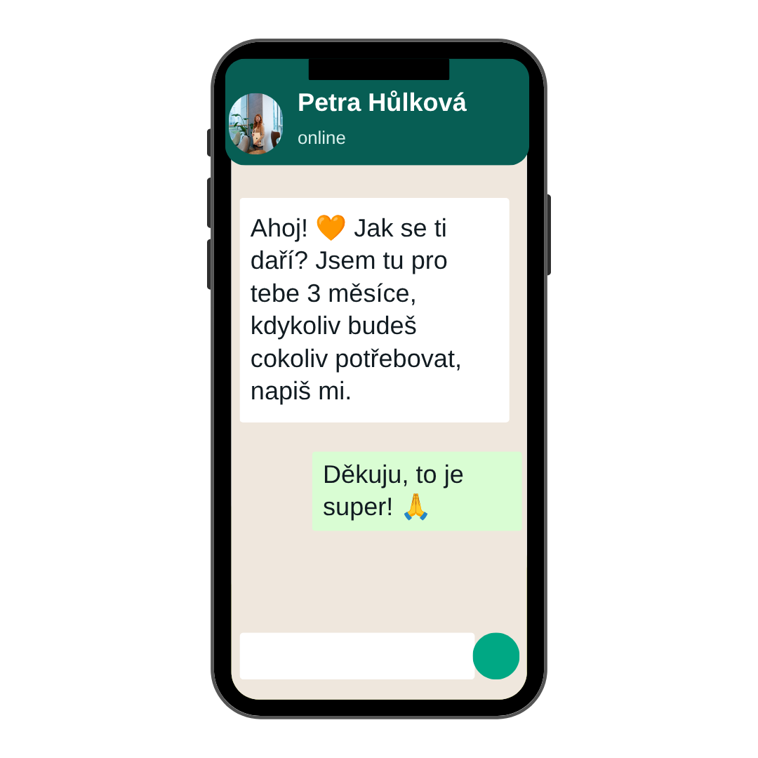 3 měsíce osobní podpory na WhatsAppu